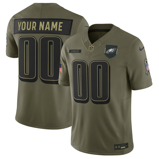 Men's Philadelphia Eagles Active Player Custom Olive 2025 F.U.S.E. Salute to Service Limited Stitched Football Jersey Men's Philadelphia Eagles Active Player Custom Olive 2025 F.U.S.E. Salute to Service Limited Stitched Football Jersey