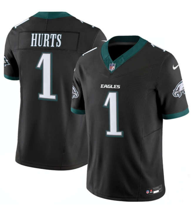 Men's Philadelphia Eagles #1 Jalen Hurts Black 2024 New F.U.S.E. Vapor Untouchable Limited Stitched Football Jersey Men's Philadelphia Eagles #1 Jalen Hurts Black 2024 New F.U.S.E. Vapor Untouchable Limited Stitched Football Jersey