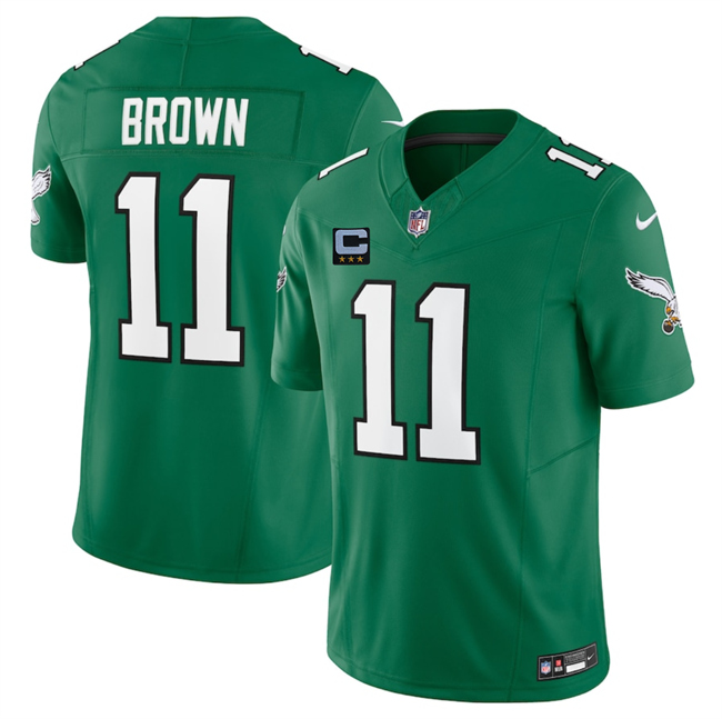 Men's Philadelphia Eagles #11 A.J. Brown Kelly Green 2025 F.U.S.E. With 3-Star C Patch Vapor Untouchable Limited Throwback Stitched Football Jersey Men's Philadelphia Eagles #11 A.J. Brown Kelly Green 2025 F.U.S.E. With 3-Star C Patch Vapor Untouchable Limited Throwback Stitched Football Jersey