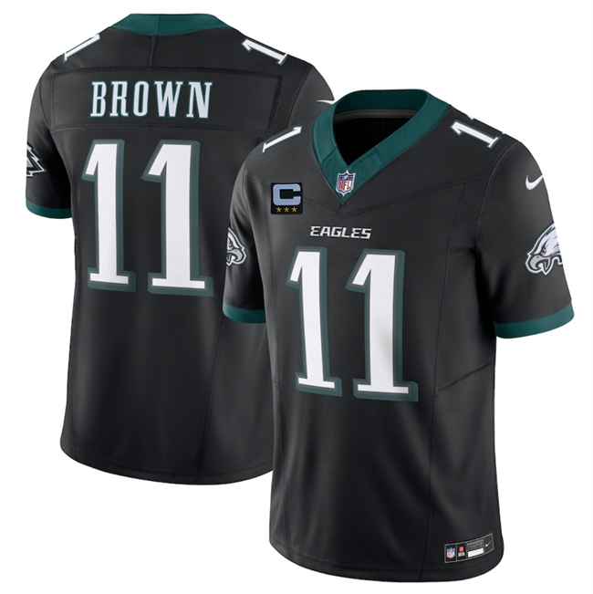 Men's Philadelphia Eagles #11 A.J. Brown Black 2025 F.U.S.E. With 3-Star C Patch Vapor Untouchable Limited Throwback Stitched Football Jersey Men's Philadelphia Eagles #11 A.J. Brown Black 2025 F.U.S.E. With 3-Star C Patch Vapor Untouchable Limited Throwback Stitched Football Jersey