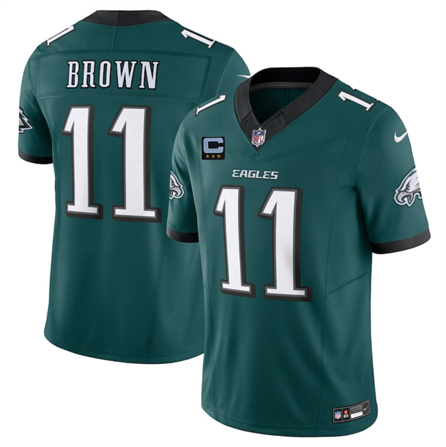 Men's Philadelphia Eagles #11 A.J. Brown Green 2025 F.U.S.E. With 3-Star C Patch Vapor Untouchable Limited Stitched Football Jersey Men's Philadelphia Eagles #11 A.J. Brown Green 2025 F.U.S.E. With 3-Star C Patch Vapor Untouchable Limited Stitched Football Jersey