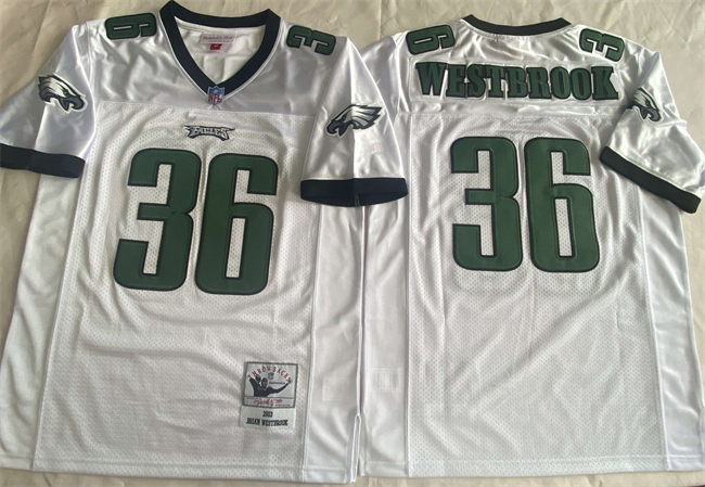 Men's Philadelphia Eagles #36 Brian Westbrook White Throwback Stitched Football Jersey Men's Philadelphia Eagles #36 Brian Westbrook White Throwback Stitched Football Jersey