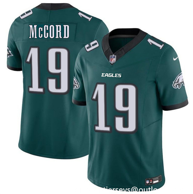 Men's Philadelphia Eagles #19 Kyle McCord Green 2025 Draft New F.U.S.E. Vapor Untouchable Limited Stitched Football Jersey Men's Philadelphia Eagles #19 Kyle McCord Green 2025 Draft New F.U.S.E. Vapor Untouchable Limited Stitched Football Jersey