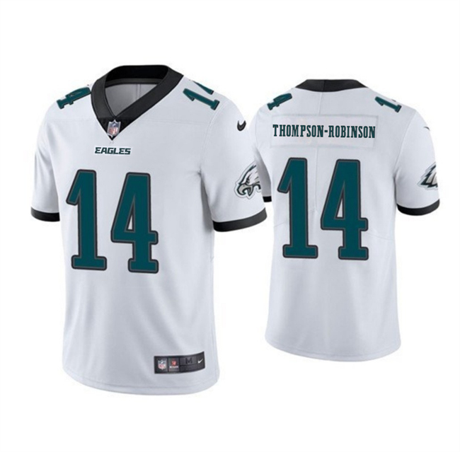 Men's Philadelphia Eagles #14 Dorian Thompson-Robinson White 2024 New F.U.S.E. Vapor Untouchable Limited Stitched Football Jersey Men's Philadelphia Eagles #14 Dorian Thompson-Robinson White 2024 New F.U.S.E. Vapor Untouchable Limited Stitched Football Jersey