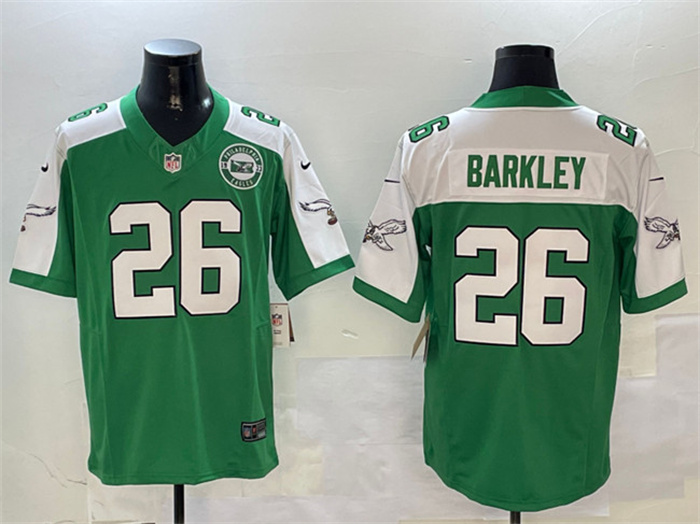 Men's Philadelphia Eagles #26 Saquon Barkley Green White 2024 F.U.S.E. With Patch Vapor Untouchable Limited Stitched Football Jersey Men's Philadelphia Eagles #26 Saquon Barkley Green White 2024 F.U.S.E. With Patch Vapor Untouchable Limited Stitched Football Jersey