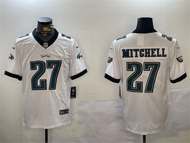 Men's Philadelphia Eagles #27 Quinyon Mitchell White Vapor Untouchable Limited Stitched Football Jersey Men's Philadelphia Eagles #27 Quinyon Mitchell White Vapor Untouchable Limited Stitched Football Jersey