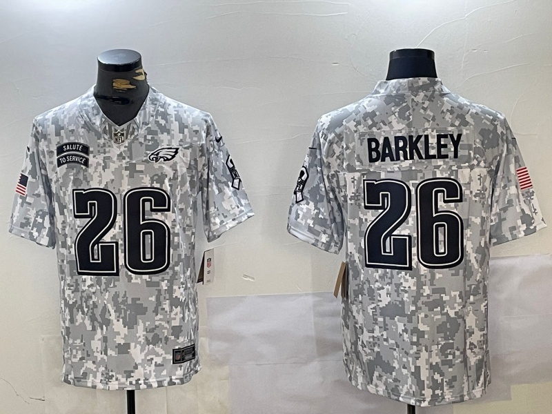 Men's Philadelphia Eagles #26 Saquon Barkley 2024 F.U.S.E Arctic Camo Salute To Service Limited Stitched Football Jersey Men's Philadelphia Eagles #26 Saquon Barkley 2024 F.U.S.E Arctic Camo Salute To Service Limited Stitched Football Jersey