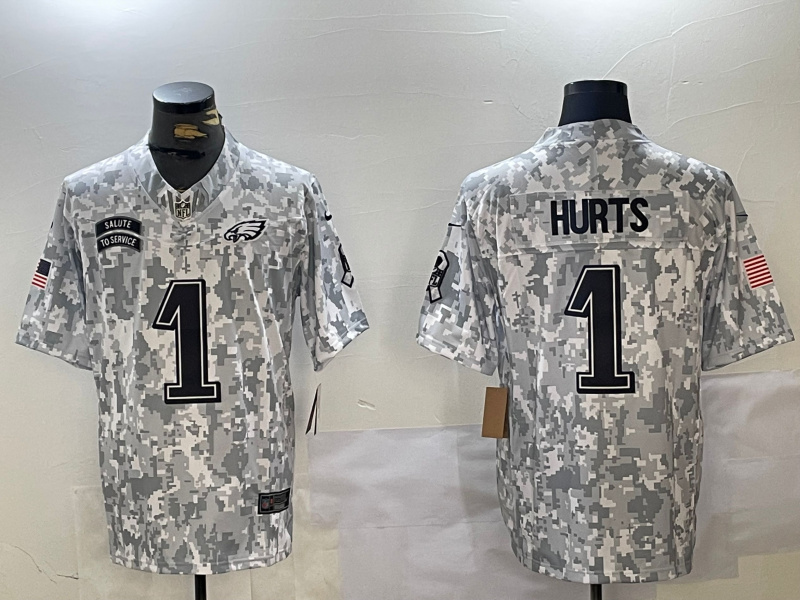 Men's Philadelphia Eagles #1 Jalen Hurts 2024 F.U.S.E Arctic Camo Salute To Service Limited Stitched Football jerseys Men's Philadelphia Eagles #1 Jalen Hurts 2024 F.U.S.E Arctic Camo Salute To Service Limited Stitched Football jerseys