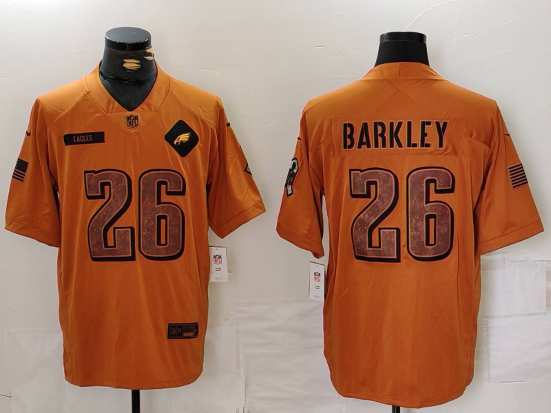 Men's Philadelphia Eagles #26 Saquon Barkley 2023 Brown Salute To Service Limited Stitched Football Jersey Men's Philadelphia Eagles #26 Saquon Barkley 2023 Brown Salute To Service Limited Stitched Football Jersey