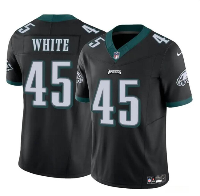 Men's Philadelphia Eagles #45 Devin White Black 2023 F.U.S.E Vapor Untouchable Limited Stitched Football Jersey Men's Philadelphia Eagles #45 Devin White Black 2023 F.U.S.E Vapor Untouchable Limited Stitched Football Jersey