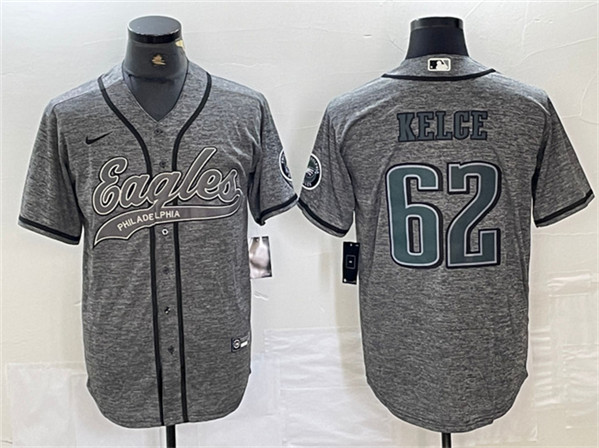 Men's Philadelphia Eagles #62 Jason Kelce Gray Cool Base Baseball Stitched Jersey Men's Philadelphia Eagles #62 Jason Kelce Gray Cool Base Baseball Stitched Jersey