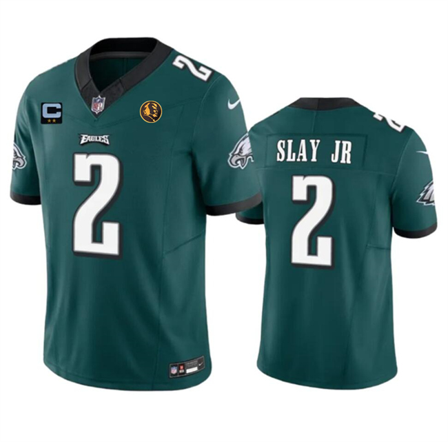 Men's Philadelphia Eagles #2 Darius Slay JR Green 2023 F.U.S.E. With 2-Star C Patch And John Madden Patch Vapor Limited Stitched Football Jersey Men's Philadelphia Eagles #2 Darius Slay JR Green 2023 F.U.S.E. With 2-Star C Patch And John Madden Patch Vapor Limited Stitched Football Jersey