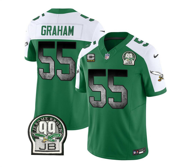 Men's Philadelphia Eagles #55 Brandon Graham Green White 2023 F.U.S.E. With 4-Star C Patch Throwback Vapor Untouchable Limited Stitched Football Jersey Men's Philadelphia Eagles #55 Brandon Graham Green White 2023 F.U.S.E. With 4-Star C Patch Throwback Vapor Untouchable Limited Stitched Football Jersey