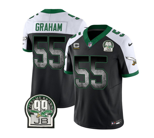Men's Philadelphia Eagles #55 Brandon Graham Black White 2023 F.U.S.E. With 4-Star C Patch Throwback Vapor Untouchable Limited Stitched Football Jersey Men's Philadelphia Eagles #55 Brandon Graham Black White 2023 F.U.S.E. With 4-Star C Patch Throwback Vapor Untouchable Limited Stitched Football Jersey