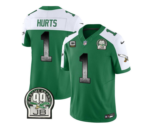 Men's Philadelphia Eagles #1 Jalen Hurts Green White 2023 F.U.S.E. With 3-Star C Patch Throwback Vapor Untouchable Limited Stitched Football Jersey Men's Philadelphia Eagles #1 Jalen Hurts Green White 2023 F.U.S.E. With 3-Star C Patch Throwback Vapor Untouchable Limited Stitched Football Jersey