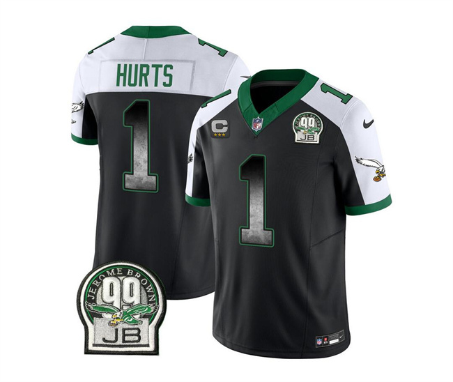 Men's Philadelphia Eagles #1 Jalen Hurts Black White 2023 F.U.S.E. With 3-Star C Patch Throwback Vapor Untouchable Limited Stitched Football Jersey Men's Philadelphia Eagles #1 Jalen Hurts Black White 2023 F.U.S.E. With 3-Star C Patch Throwback Vapor Untouchable Limited Stitched Football Jersey
