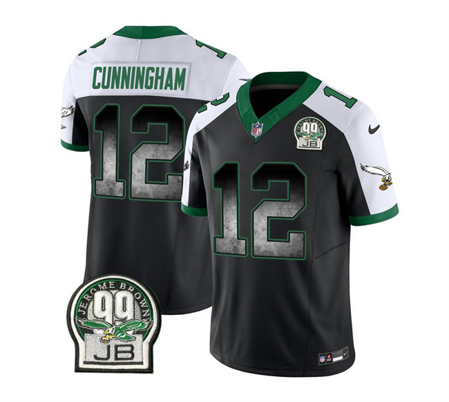 Men's Philadelphia Eagles #12 Randall Cunningham Black White 2023 F.U.S.E. Throwback Vapor Untouchable Limited Stitched Football Jersey Men's Philadelphia Eagles #12 Randall Cunningham Black White 2023 F.U.S.E. Throwback Vapor Untouchable Limited Stitched Football Jersey