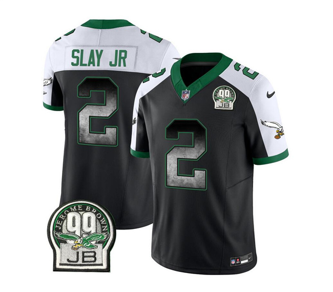 Men's Philadelphia Eagles #2 Darius Slay JR Black White 2023 F.U.S.E. Throwback Vapor Untouchable Limited Stitched Football Jersey Men's Philadelphia Eagles #2 Darius Slay JR Black White 2023 F.U.S.E. Throwback Vapor Untouchable Limited Stitched Football Jersey