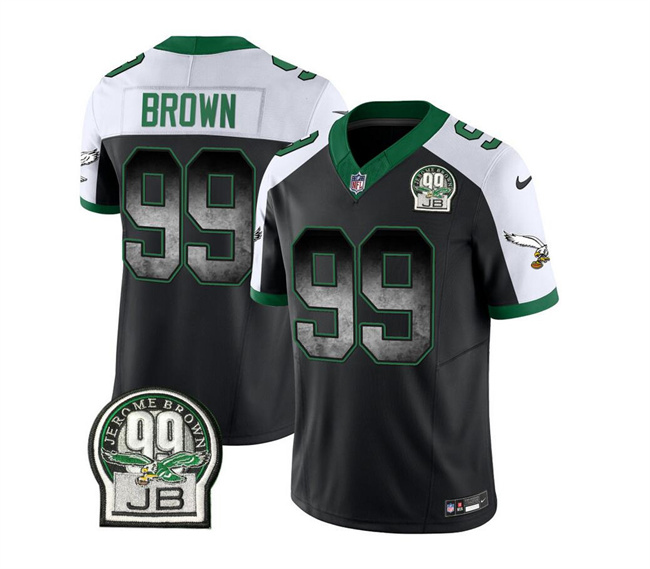 Men's Philadelphia Eagles #99 Jerome Brown Black White 2023 F.U.S.E. Throwback Vapor Untouchable Limited Stitched Football Jersey Men's Philadelphia Eagles #99 Jerome Brown Black White 2023 F.U.S.E. Throwback Vapor Untouchable Limited Stitched Football Jersey
