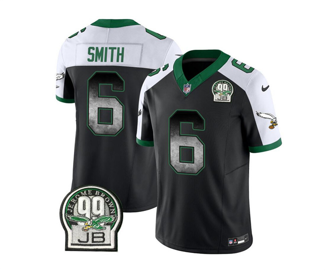 Men's Philadelphia Eagles #6 DeVonta Smith Black White 2023 F.U.S.E. Throwback Vapor Untouchable Limited Stitched Football Jersey Men's Philadelphia Eagles #6 DeVonta Smith Black White 2023 F.U.S.E. Throwback Vapor Untouchable Limited Stitched Football Jersey