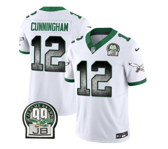 Men's Philadelphia Eagles #12 Randall Cunningham White 2023 F.U.S.E. Throwback Vapor Untouchable Limited Stitched Football Jersey Men's Philadelphia Eagles #12 Randall Cunningham White 2023 F.U.S.E. Throwback Vapor Untouchable Limited Stitched Football Jersey