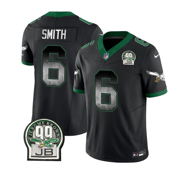Men's Philadelphia Eagles #6 DeVonta Smith Black 2023 F.U.S.E. Throwback Vapor Untouchable Limited Stitched Football Jersey Men's Philadelphia Eagles #6 DeVonta Smith Black 2023 F.U.S.E. Throwback Vapor Untouchable Limited Stitched Football Jersey