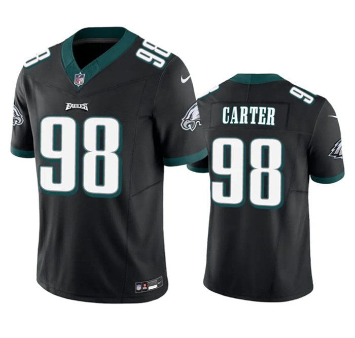 Men's Philadelphia Eagles #98 Jalen Carter Black 2023 F.U.S.E. Vapor Untouchable Limited Stitched Football Jersey Men's Philadelphia Eagles #98 Jalen Carter Black 2023 F.U.S.E. Vapor Untouchable Limited Stitched Football Jersey