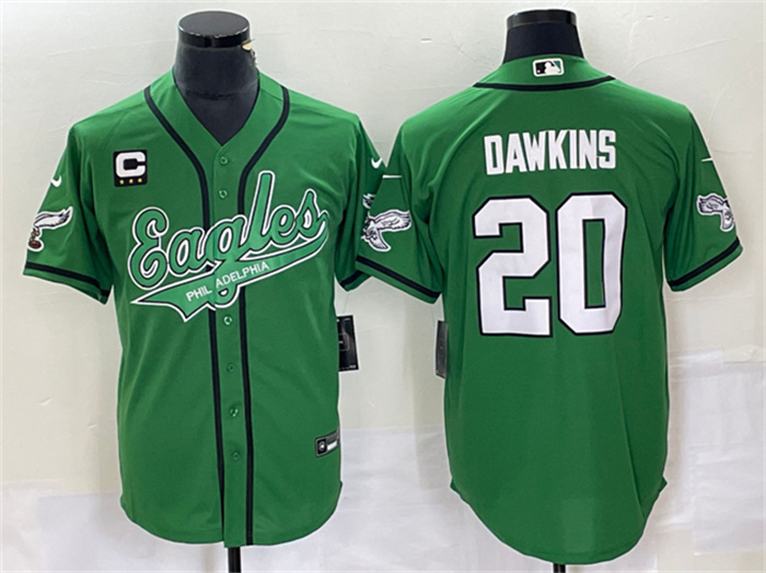 Men's Philadelphia Eagles #20 Brian Dawkins Green With C Patch Cool Base Stitched Baseball Jersey Men's Philadelphia Eagles #20 Brian Dawkins Green With C Patch Cool Base Stitched Baseball Jersey