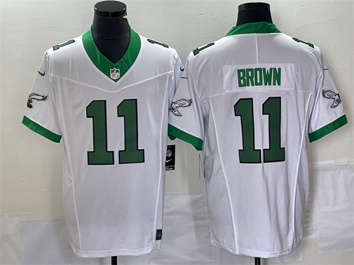 Men's Philadelphia Eagles #11 A. J. Brown White 2023 F.U.S.E. Vapor Untouchable Stitched Football Jersey Men's Philadelphia Eagles #11 A. J. Brown White 2023 F.U.S.E. Vapor Untouchable Stitched Football Jersey