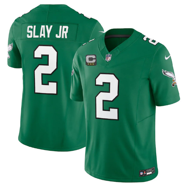 Men's Philadelphia Eagles #2 Darius Slay JR Green 2023 F.U.S.E. With C Patch Vapor Untouchable Stitched Football Jersey Men's Philadelphia Eagles #2 Darius Slay JR Green 2023 F.U.S.E. With C Patch Vapor Untouchable Stitched Football Jersey