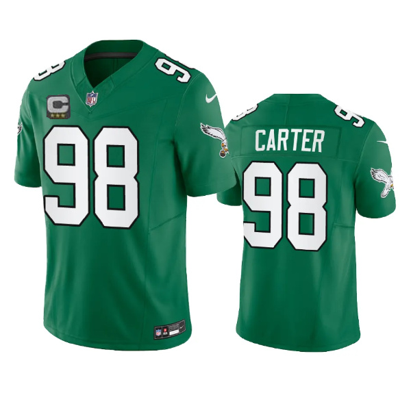 Men's Philadelphia Eagles #98 Jalen Carter Green 2023 F.U.S.E. With C Patch Vapor Untouchable Stitched Football Jersey Men's Philadelphia Eagles #98 Jalen Carter Green 2023 F.U.S.E. With C Patch Vapor Untouchable Stitched Football Jersey
