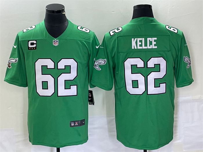 Men's Philadelphia Eagles #62 Jason Kelce Green Vapor Limited With C Patch Stitched Football Jersey Men's Philadelphia Eagles #62 Jason Kelce Green Vapor Limited With C Patch Stitched Football Jersey