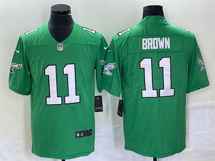 Men's Philadelphia Eagles #11 A. J. Brown Green Stitched Football Jersey Men's Philadelphia Eagles #11 A. J. Brown Green Stitched Football Jersey