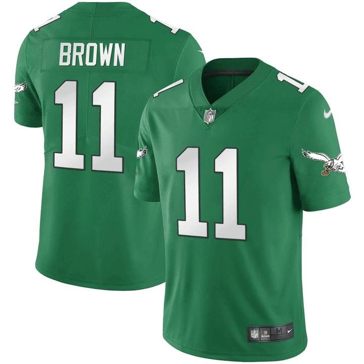 Men's Philadelphia Eagles #11 A.J. Brown Green gold Vapor Untouchable Limited Stitched Football Jersey Men's Philadelphia Eagles #11 A.J. Brown Green gold Vapor Untouchable Limited Stitched Football Jersey