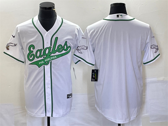 Men's Philadelphia Eagles Blank White Cool Base Stitched Baseball Jersey Men's Philadelphia Eagles Blank White Cool Base Stitched Baseball Jersey