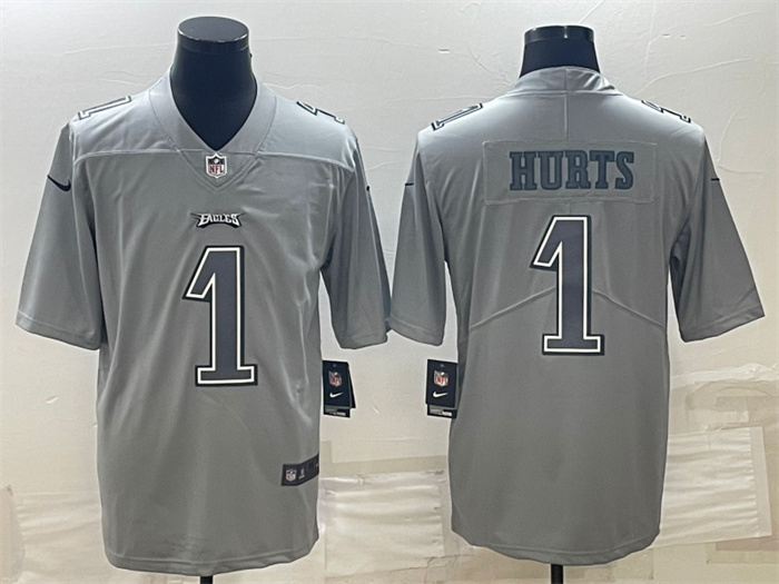 Men's Philadelphia Eagles #1 Jalen Hurts Gray Atmosphere Fashion Stitched Jersey Men's Philadelphia Eagles #1 Jalen Hurts Gray Atmosphere Fashion Stitched Jersey