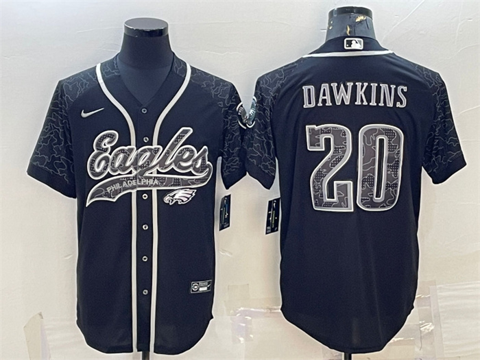 Men's Philadelphia Eagles #20 Brian Dawkins Black Reflective With Patch Cool Base Stitched Baseball Jersey Men's Philadelphia Eagles #20 Brian Dawkins Black Reflective With Patch Cool Base Stitched Baseball Jersey