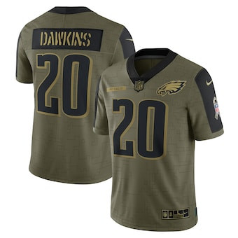 Men's Philadelphia Eagles #20 Brian Dawkins Nike Olive 2021 Salute To Service Retired Player Limited Jersey Men's Philadelphia Eagles #20 Brian Dawkins Nike Olive 2021 Salute To Service Retired Player Limited Jersey