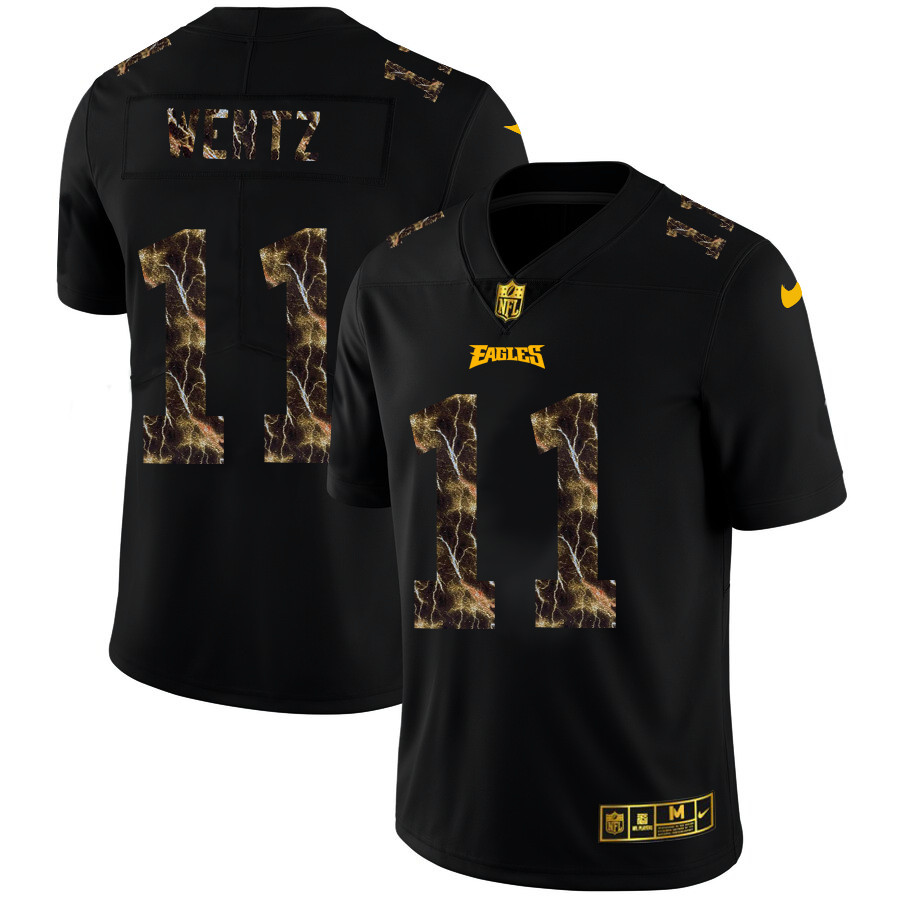 Philadelphia Eagles #11 Carson Wentz Men's Black Nike Flocked Lightning Vapor Limited NFL Jersey Philadelphia Eagles #11 Carson Wentz Men's Black Nike Flocked Lightning Vapor Limited NFL Jersey