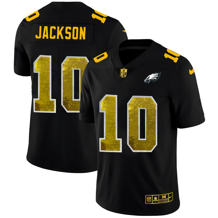 Philadelphia Eagles #10 Desean Jackson Men's Black Nike Golden Sequin Vapor Limited NFL Jersey Philadelphia Eagles #10 Desean Jackson Men's Black Nike Golden Sequin Vapor Limited NFL Jersey