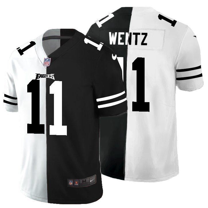 Philadelphia Eagles #11 Carson Wentz Men's Black V White Peace Split Nike Vapor Untouchable Limited NFL Jersey Philadelphia Eagles #11 Carson Wentz Men's Black V White Peace Split Nike Vapor Untouchable Limited NFL Jersey