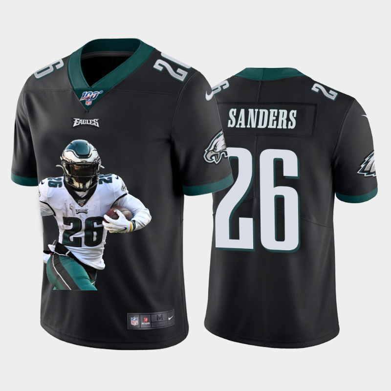 Nike Eagles 26 Miles Sanders Black Player Name Logo 100th Season Vapor Untouchable Limited Jersey Nike Eagles 26 Miles Sanders Black Player Name Logo 100th Season Vapor Untouchable Limited Jersey