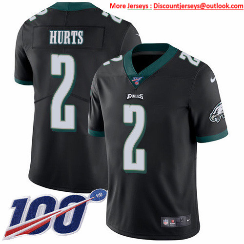 Nike Eagles #2 Jalen Hurts Black Alternate Men's Stitched NFL 100th Season Vapor Untouchable Limited Jersey Nike Eagles #2 Jalen Hurts Black Alternate Men's Stitched NFL 100th Season Vapor Untouchable Limited Jersey