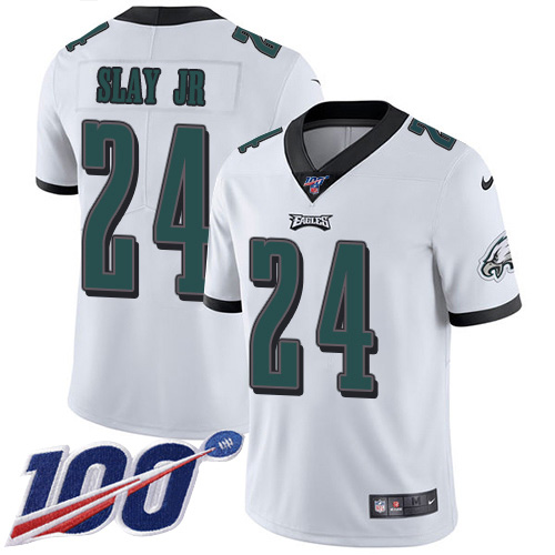 Nike Eagles #24 Darius Slay Jr White Men's Stitched NFL 100th Season Vapor Untouchable Limited Jersey Nike Eagles #24 Darius Slay Jr White Men's Stitched NFL 100th Season Vapor Untouchable Limited Jersey