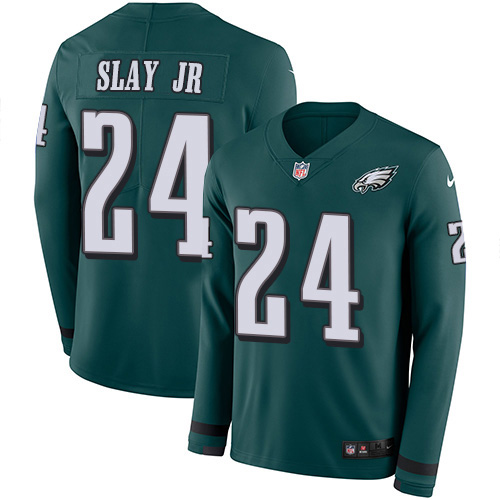 Nike Eagles #24 Darius Slay Jr Green Team Color Men's Stitched NFL Limited Therma Long Sleeve Jersey Nike Eagles #24 Darius Slay Jr Green Team Color Men's Stitched NFL Limited Therma Long Sleeve Jersey