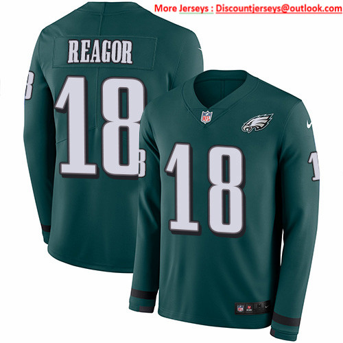 Nike Eagles #18 Jalen Reagor Green Team Color Men's Stitched NFL Limited Therma Long Sleeve Jersey Nike Eagles #18 Jalen Reagor Green Team Color Men's Stitched NFL Limited Therma Long Sleeve Jersey