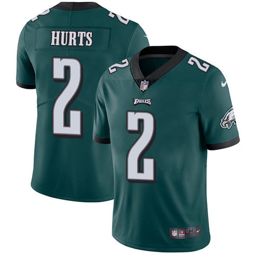 Nike Eagles #2 Jalen Hurts Green Team Color Men's Stitched NFL Vapor Untouchable Limited Jersey Nike Eagles #2 Jalen Hurts Green Team Color Men's Stitched NFL Vapor Untouchable Limited Jersey