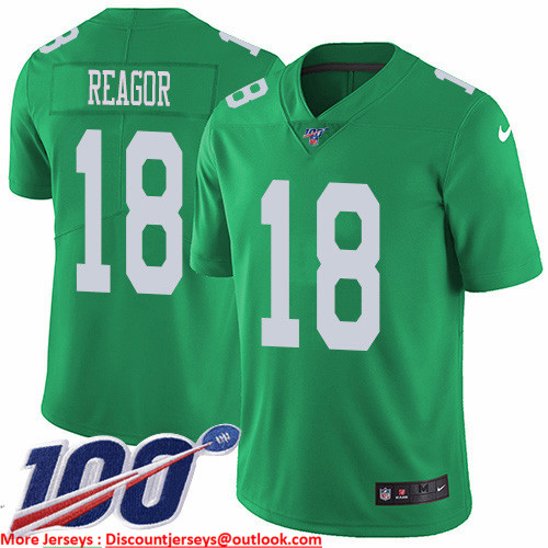 Nike Eagles #18 Jalen Reagor Green Men's Stitched NFL Limited Rush 100th Season Jersey Nike Eagles #18 Jalen Reagor Green Men's Stitched NFL Limited Rush 100th Season Jersey