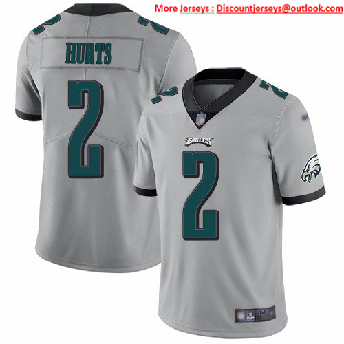 Nike Eagles #2 Jalen Hurts Silver Men's Stitched NFL Limited Inverted Legend Jersey Nike Eagles #2 Jalen Hurts Silver Men's Stitched NFL Limited Inverted Legend Jersey