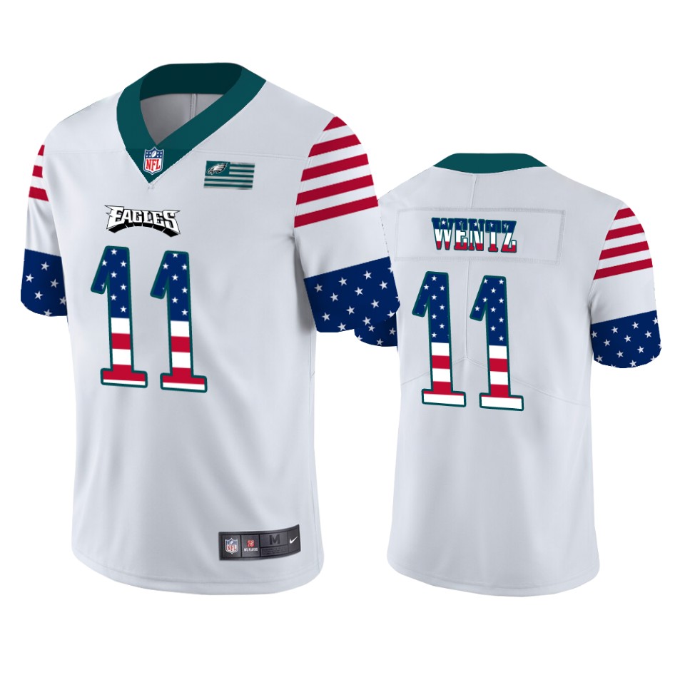 Nike Eagles 11 Carson Wentz White USA Flag Fashion Limited Jersey Nike Eagles 11 Carson Wentz White USA Flag Fashion Limited Jersey
